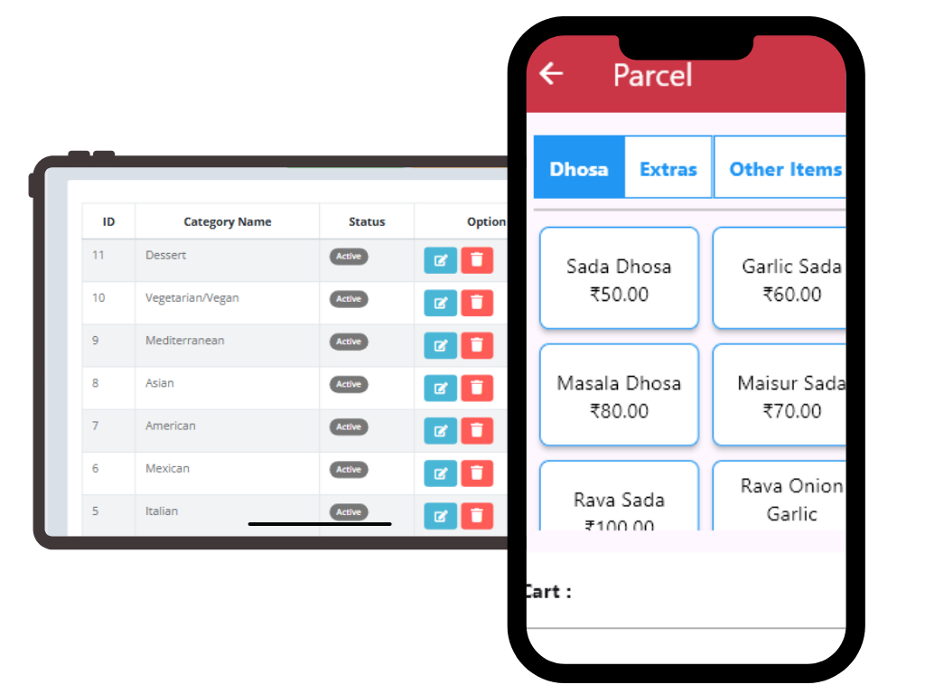 Menu category management screen